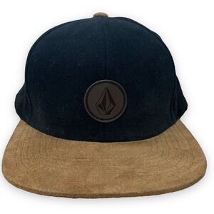 Volcom‎ Cap Hat Mens OSFA Snapback Black Brown Faux Suede Bill Skate Surf